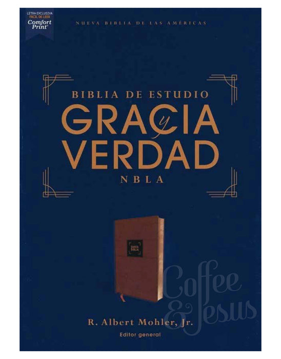 Biblia de estudio gracia y verdad, sentipiel café - NBLA
