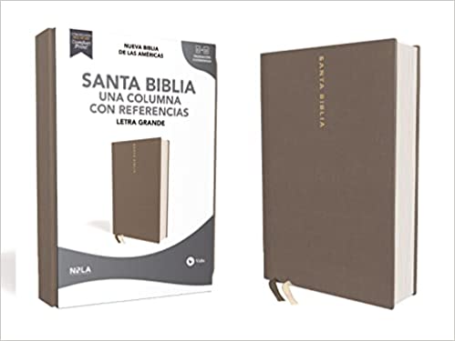 Biblia con referencias letra grande tapa dura/tela color gris - NBLA