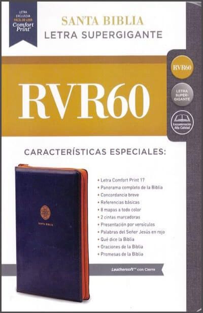 Biblia letra súper gigante con cierre, azul - RVR 1960