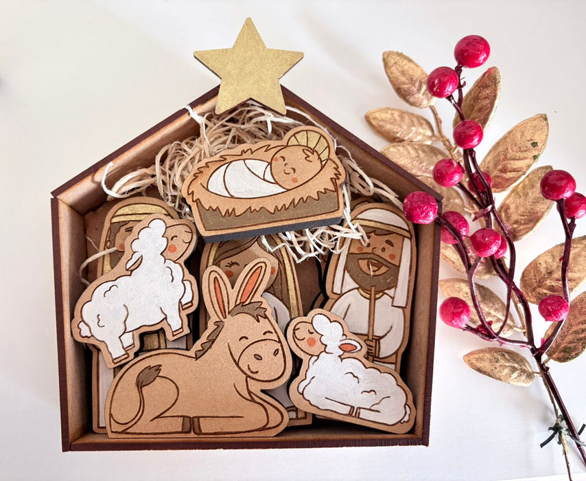 Pesebre artesanal en madera
