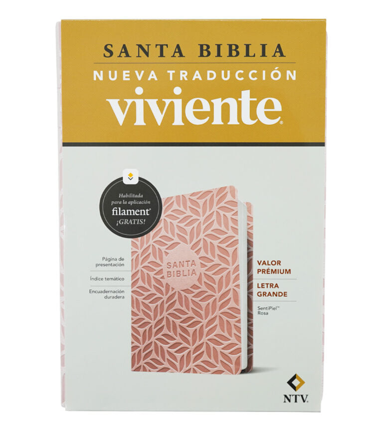 Biblia valor prémium, letra grande con Filament, SentiPiel Rosa - NTV