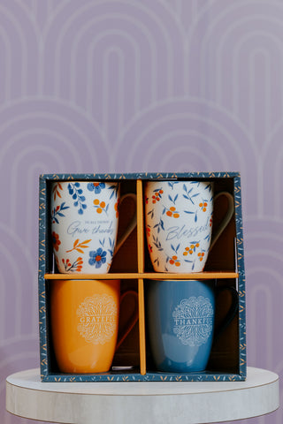 Set de 4 mugs Give Thanks -  1 Thessalonians 5:18