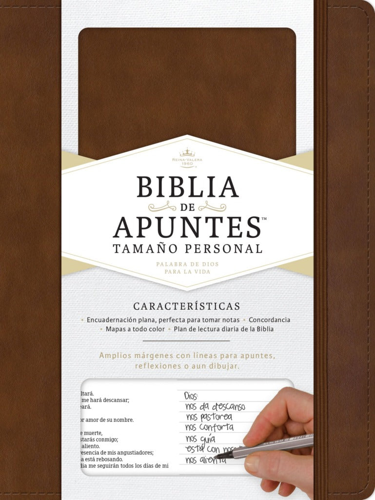 Biblia de apuntes tamaño personal, café, símil piel - RVR 1960