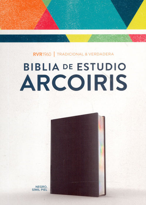 Biblia de estudio arcoíris negro símil piel - RVR 1960