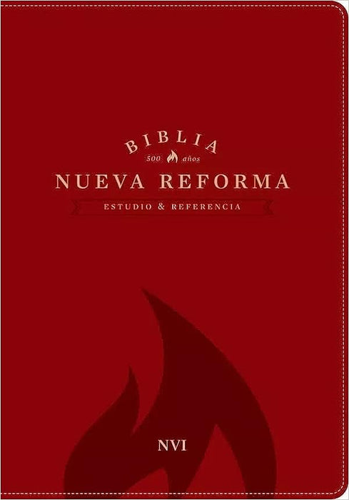 Biblia de estudio nueva reforma, piel italiano roja - NVI