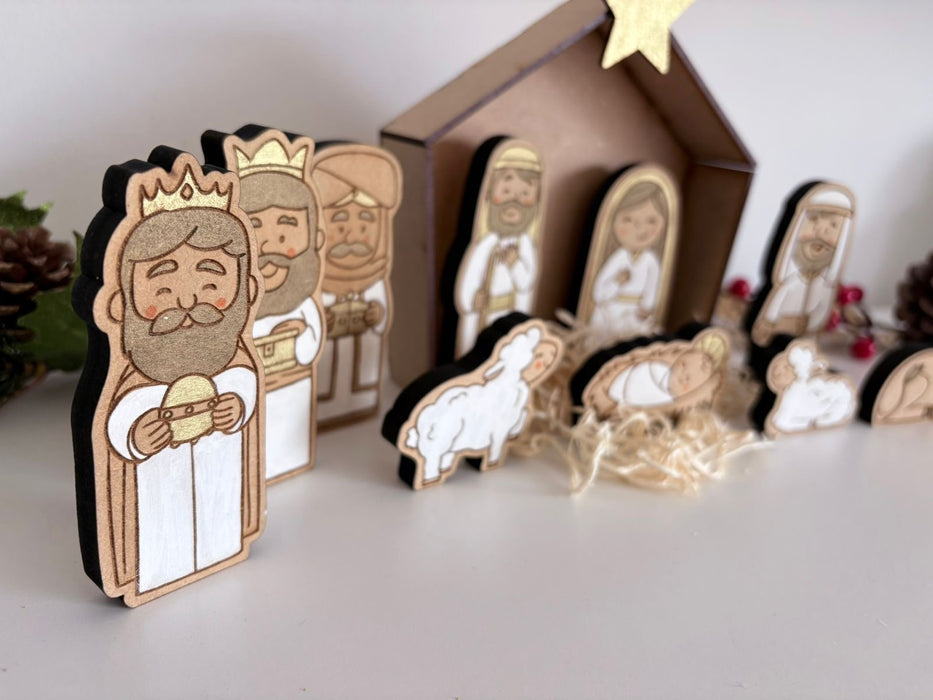 Pesebre artesanal en madera