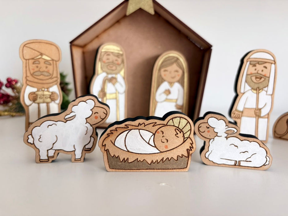 Pesebre artesanal en madera