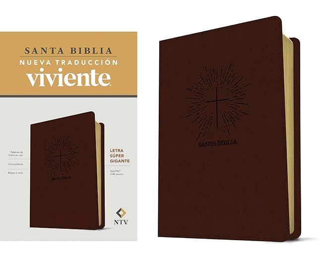 Santa Biblia NTV, letra súper gigante (SentiPiel, Café oscuro , Letra Roja) (Spanish Edition)