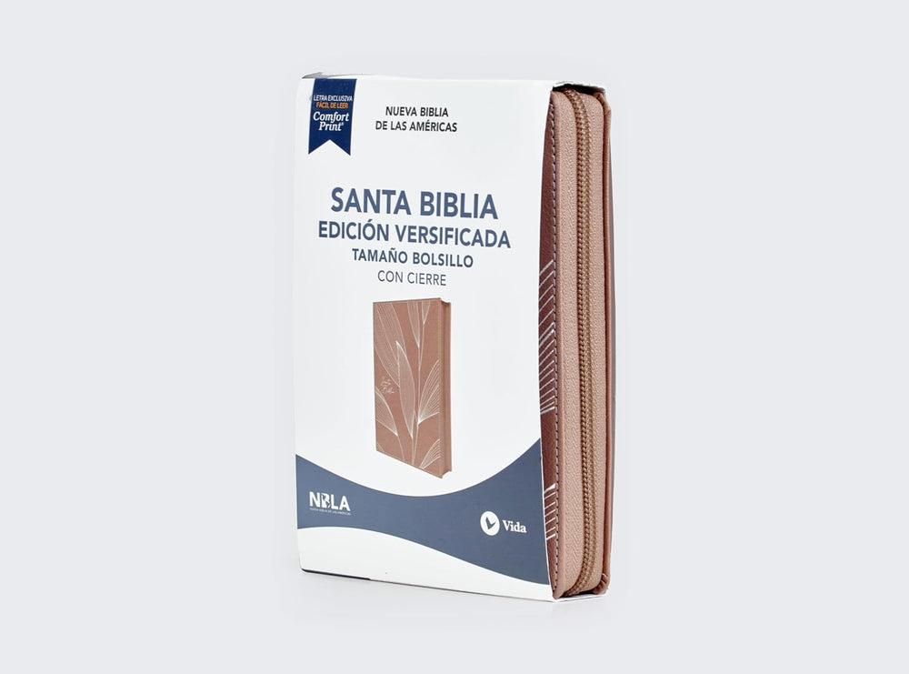 Santa Biblia, Edición versificada, Tamaño bolsillo, Imitación cuero, Con cierre, Oro Rosa - NBLA