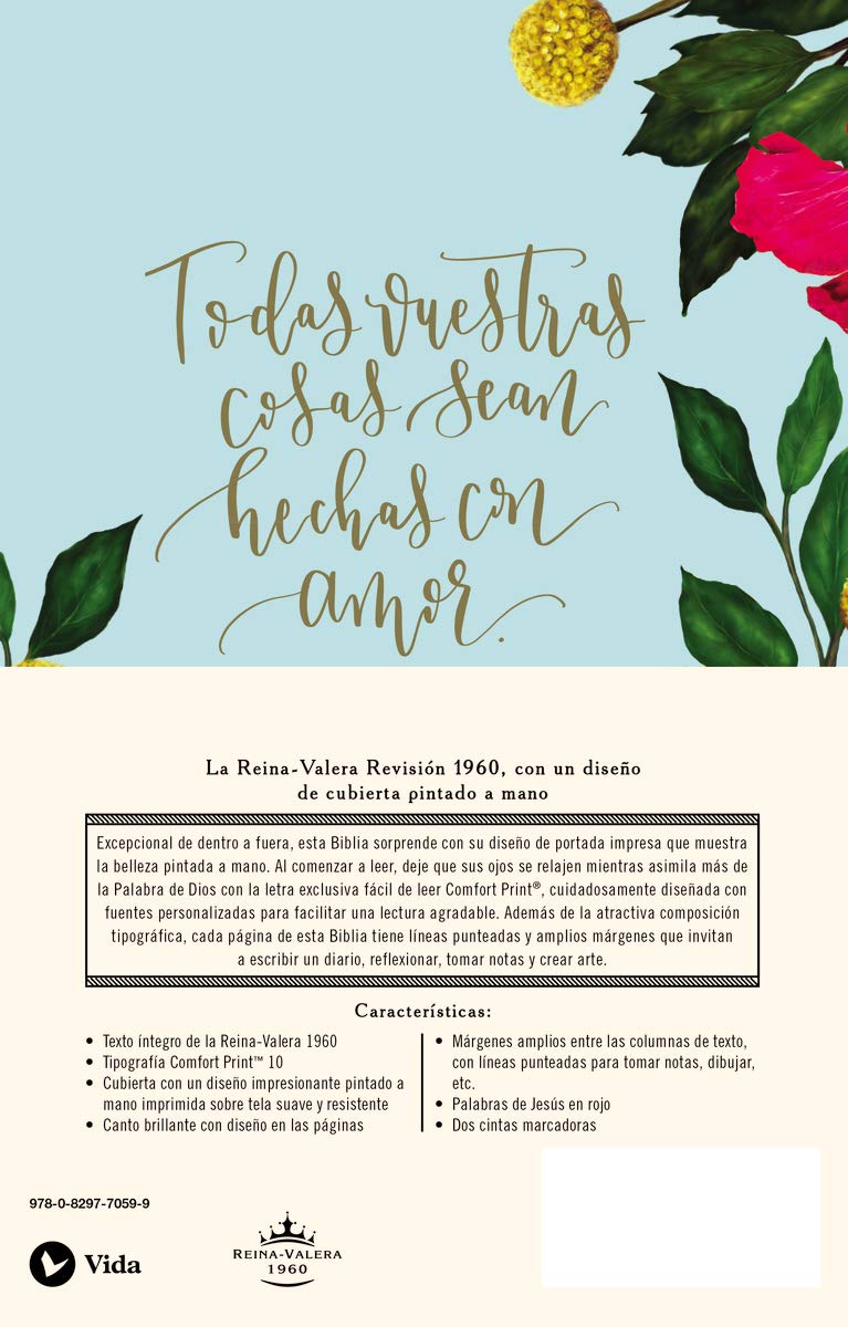 Santa Biblia Edición Artística - Reina Valera 1960 - Tapa Dura/Tela Floral