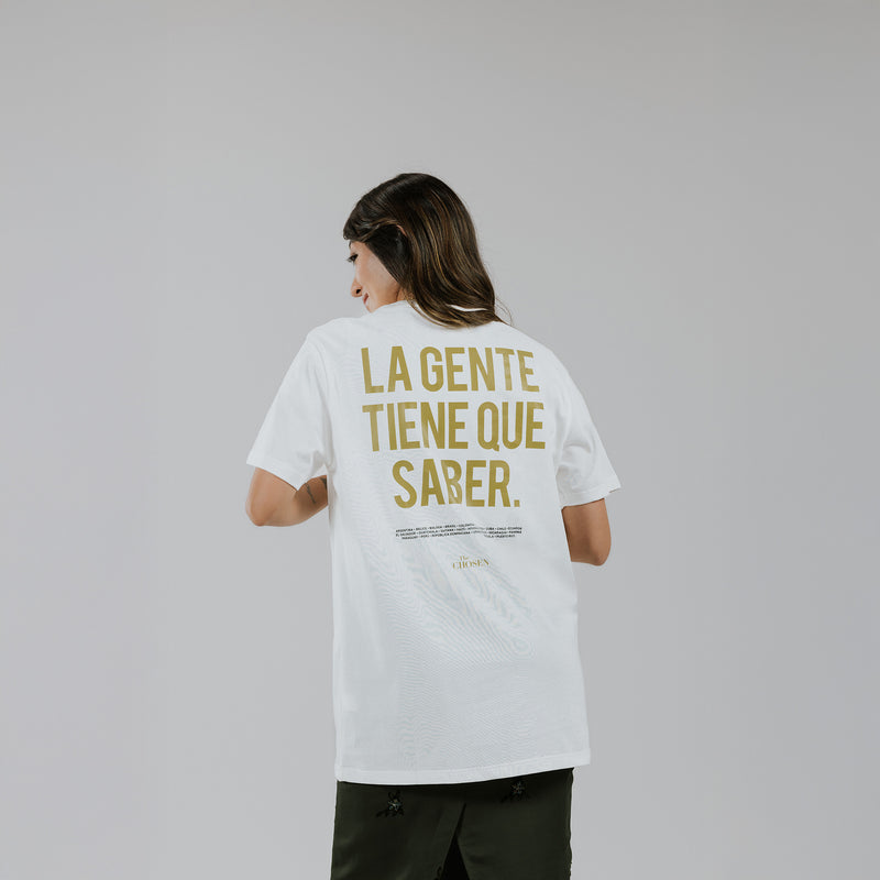 Camiseta The Chosen Todos tienen que saber Blanco Hueso