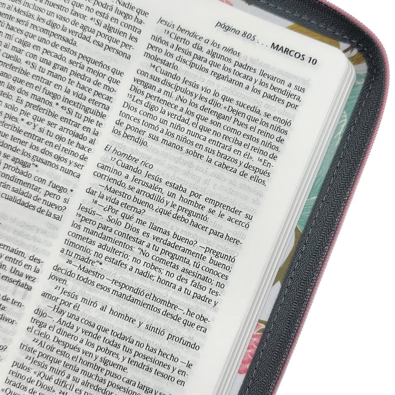 Santa Biblia Edición Ziper Flores - NTV | Portátil y Resistente