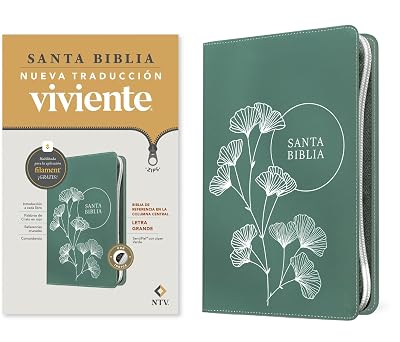 Biblia de referencia, letra grande de zíper con Filament, SentiPiel Verde, Índice, Letra Roja - NTV