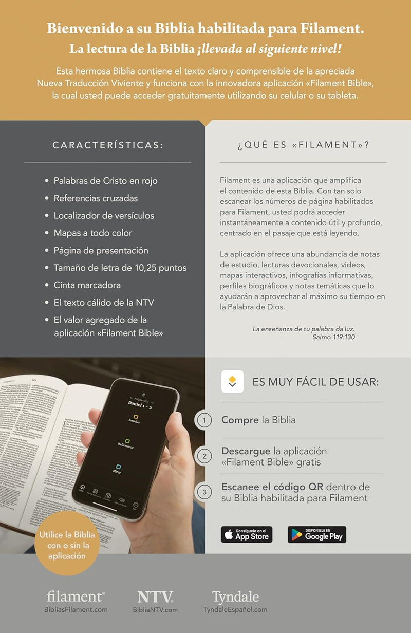 Biblia ultrafina, letra grande con Filament, SentiPiel, Azul sereno, Índice, Letra Roja - NTV