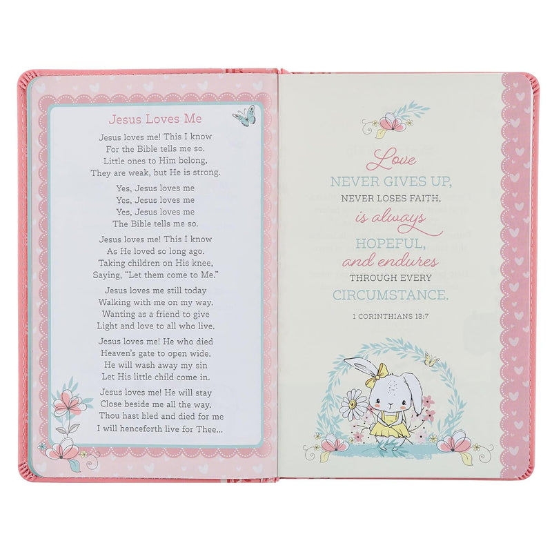 Biblia de Recuerdo para Bebé Niña NLT – Cuero Sintético Rosa