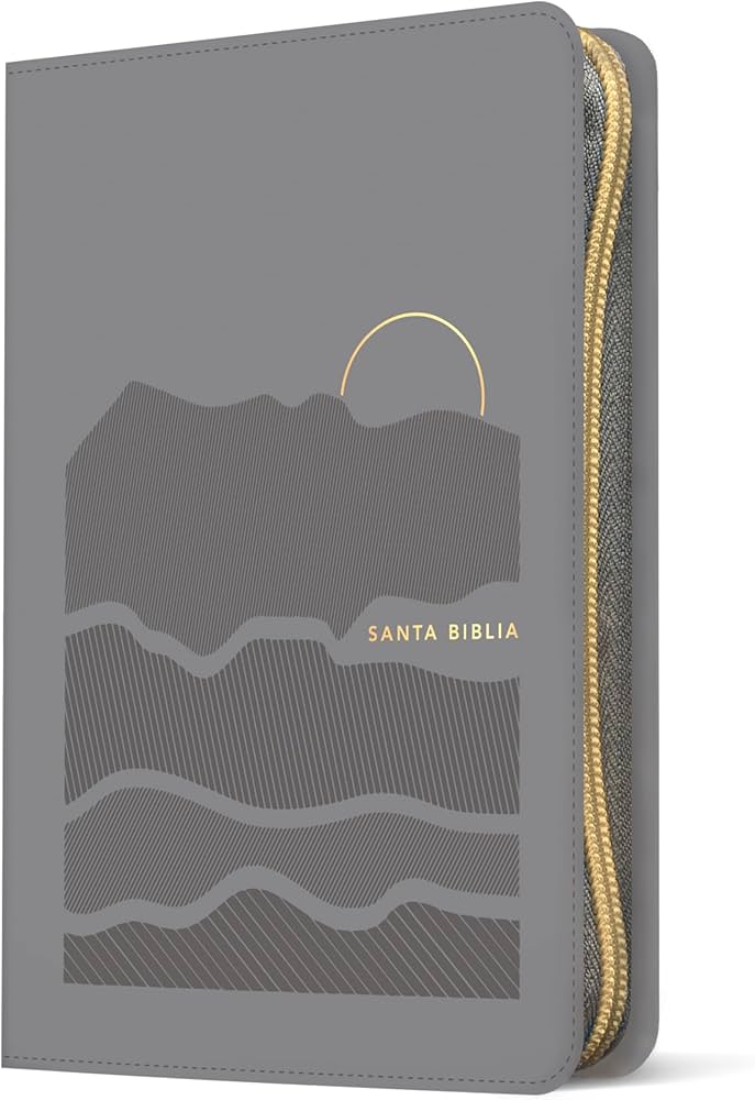 Biblia ultrafina, letra grande de zíper con Filament, SentiPiel Gris, Índice, Letra Roja - NTV