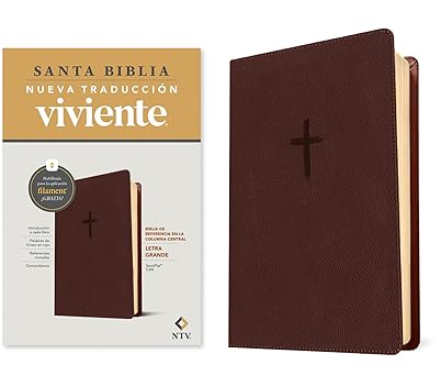 Biblia de referencia, letra grande con Filament, SentiPiel Café, Letra Roja - NTV