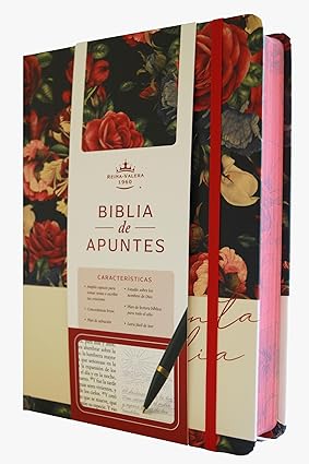 Biblia de Apuntes, tapa dura, azul oscuro con flores - RVR 1960
