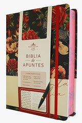Biblia de Apuntes, tapa dura, azul oscuro con flores - RVR 1960