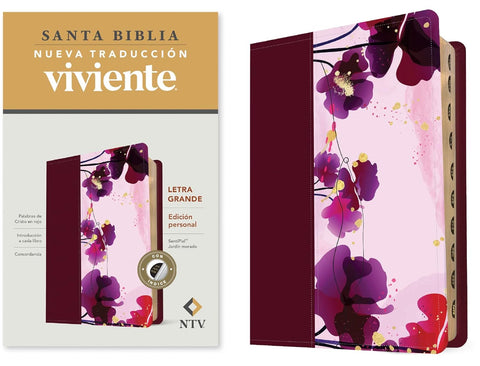SANTA BIBLIA NTV, EDICIÓN PERSONAL, LETRA GRANDE SENTIPIEL, JARDÍN MORADO