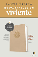 Biblia Valor premium fillament, letra grande, color beige - NTV