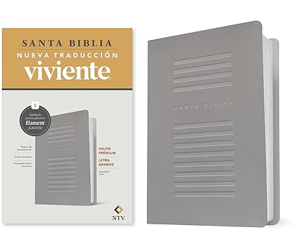 Biblia valor prémium, letra grande con Filament, SentiPiel Gris - NTV