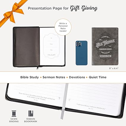 Agenda de lujo All things through Christ Filipenses 4:13 - Gris