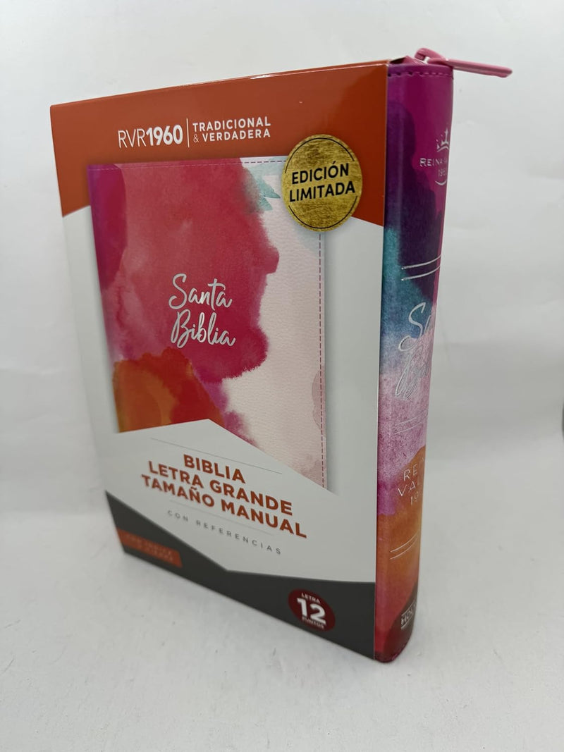 Biblia Letra Grande Tamano Manual Acuarela con Cierre e Indice- RVR 1960