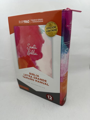 Biblia Letra Grande Tamano Manual Acuarela con Cierre e Indice- RVR 1960