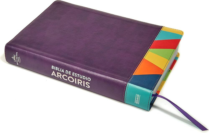 Biblia de estudio arco iris, imitación piel morado - RVR 1960