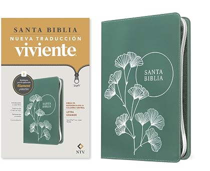 Biblia de referencia, letra grande de zíper con Filament, SentiPiel Verde, Letra Roja - NTV