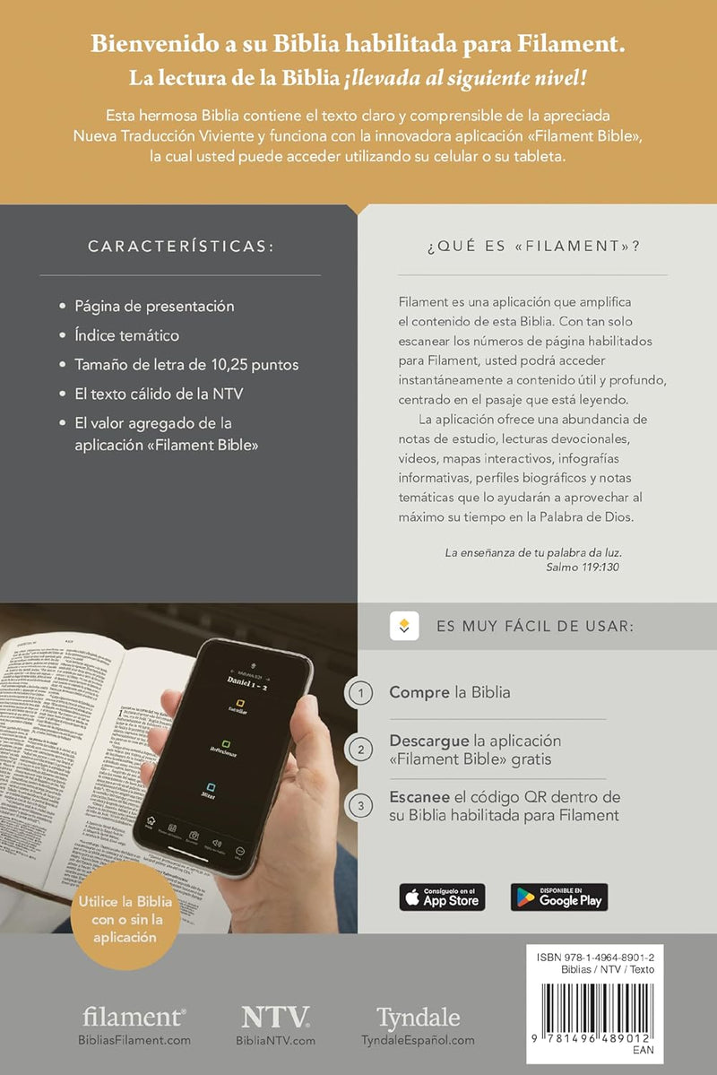 Biblia Valor premium fillament, letra grande, color beige - NTV