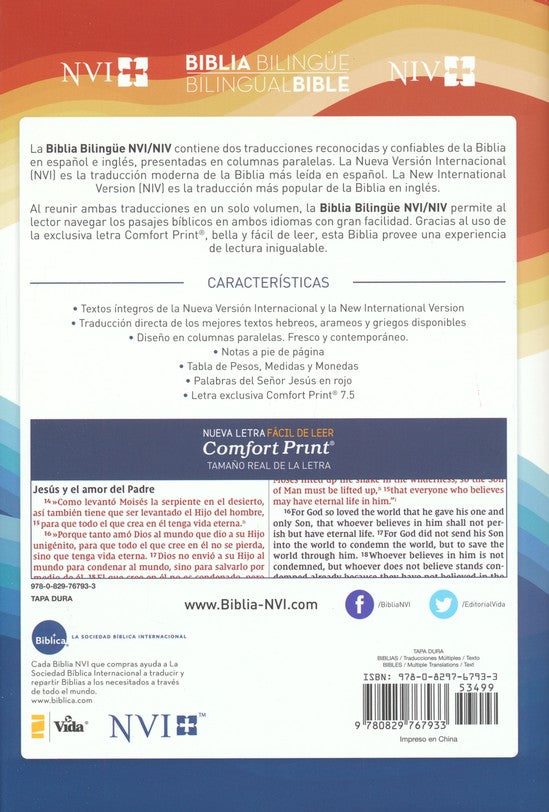 Biblia bilingüe tapa dura - NVI/NIV