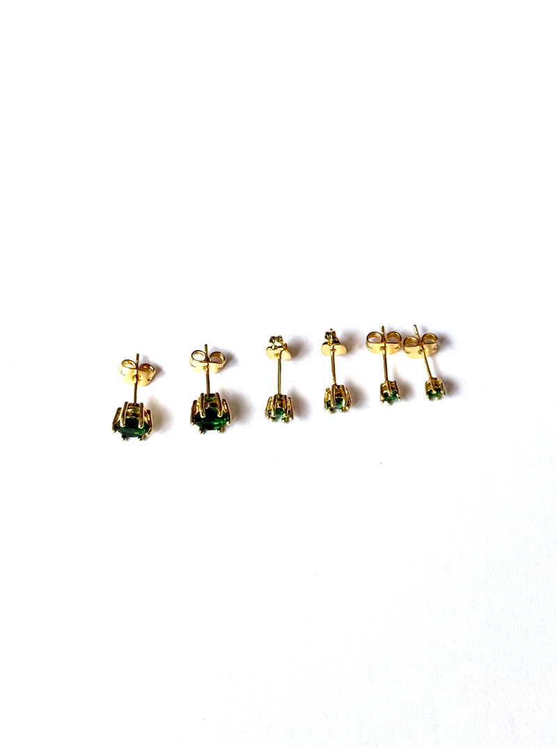 Set Aretes trio esmeralda