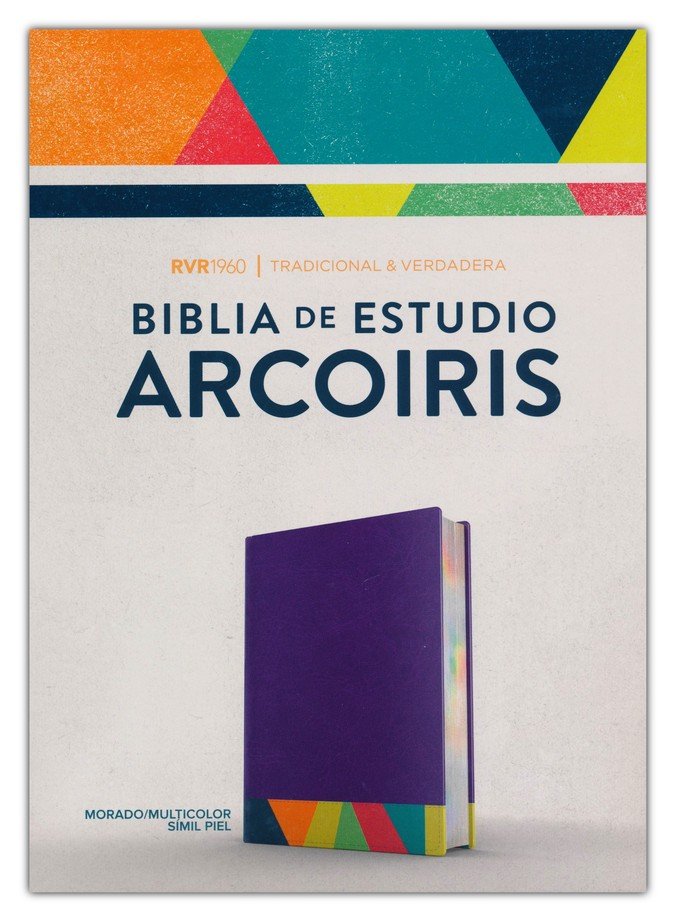 Biblia de estudio arco iris, imitación piel morado - RVR 1960
