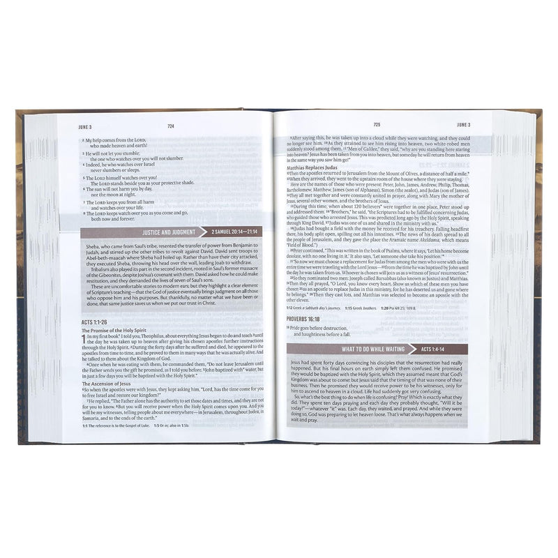Biblia en Inglés Devocional Diaria para Hombres NLT – Tapa Dura Azul y Dorado