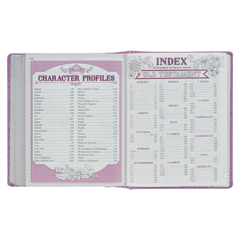 Mi Biblia Creativa en Inglés para Niñas ESV – Edición Glitter Morado