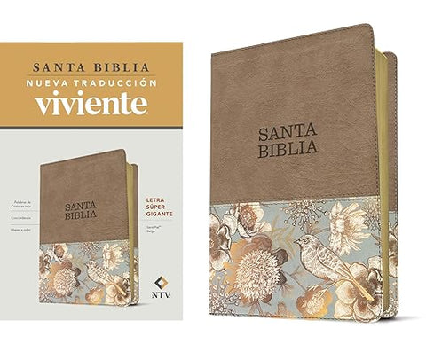 Santa Biblia NTV beige, letra súper gigante