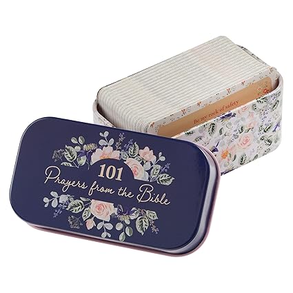 101 Prayers from the Bible navy scripture cards in a tin - CAG