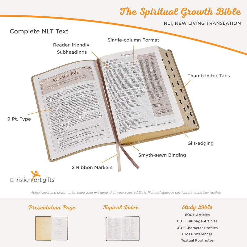Biblia en Inglés de Crecimiento Espiritual NLT – Cuero Sintético Azul Medianoche