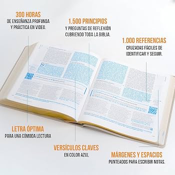 Biblia de estudio QR, 300 horas de video, símil piel arena, RVR 1960