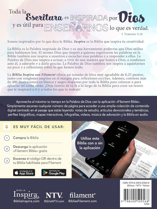 Biblia Inspira Paraíso Floral - Tapa Dura NTV con Filament