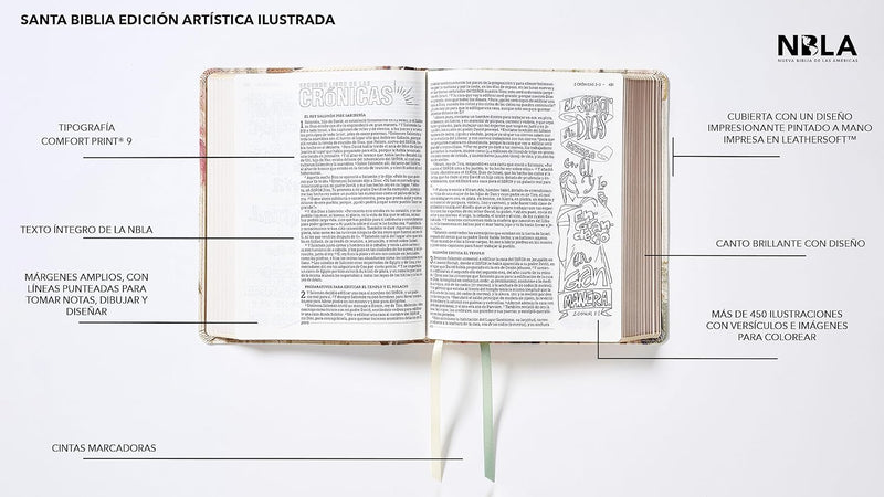 Biblia edición artística ilustrada crema- NBLA