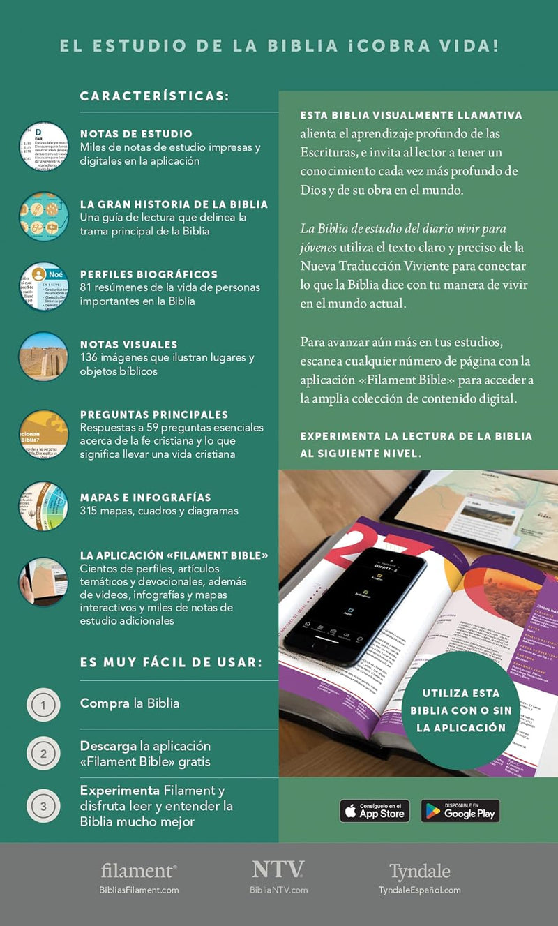 Biblia de estudio del Diario Vivir para jóvenes, sentipiel rosa - NTV
