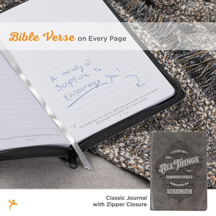 Agenda de lujo All things through Christ Filipenses 4:13 - Gris