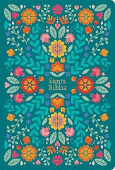 Biblia letra grande tamaño manual, floreada, símil piel, RVR 1960