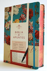Biblia de Apuntes, tapa dura, azul celeste con flores - RVR 1960