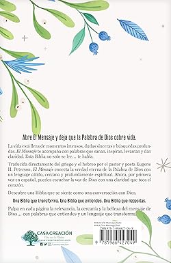 Biblia Verde Floral, Tapa dura-  El Mensaje