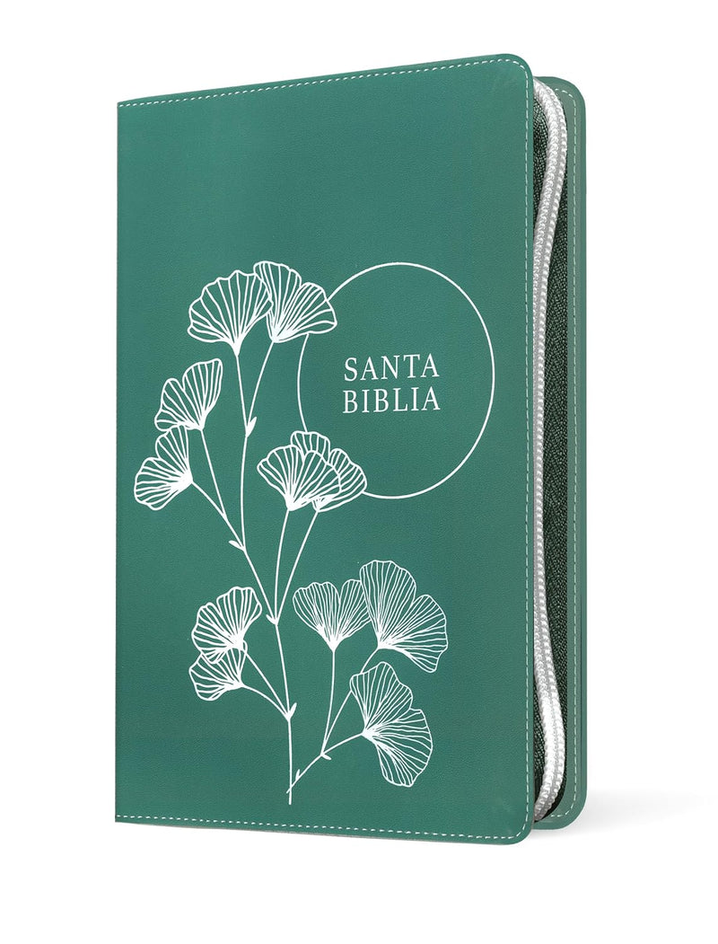 Biblia de referencia, letra grande de zíper con Filament, SentiPiel Verde, Letra Roja - NTV