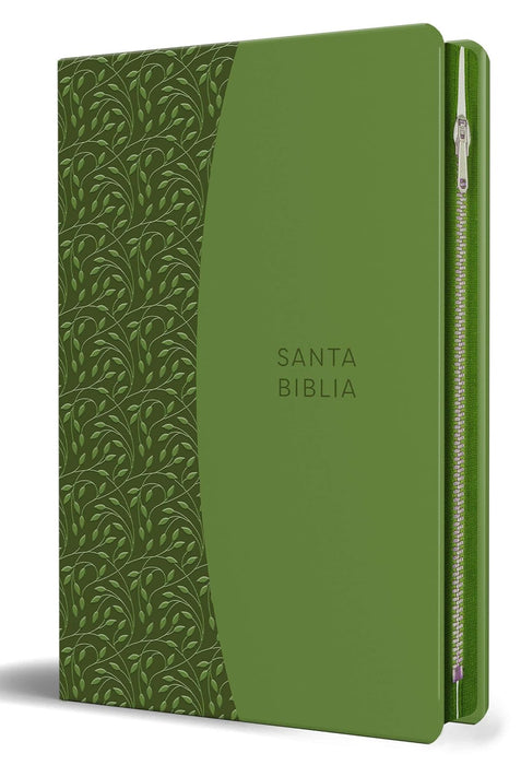 Biblia letra grande, piel verde con cremallera - RVR 1960